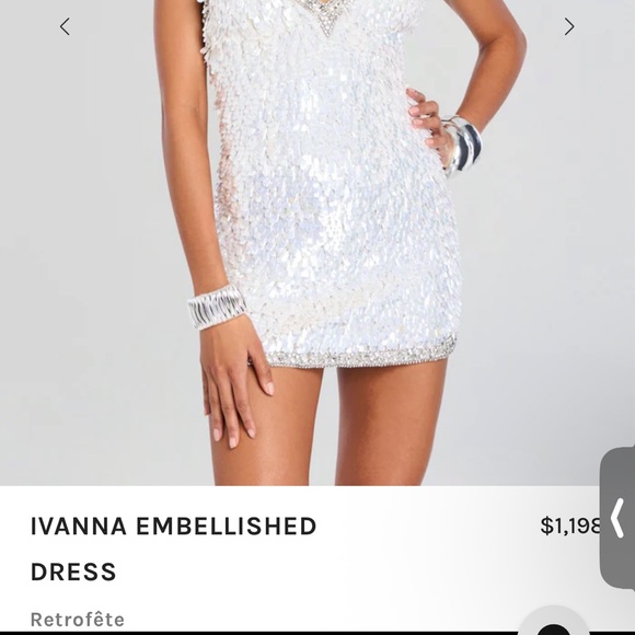 Retrofete REVOLVE Ivana Sparkling Mini Dress in White and Silver - Picture 12 of 12